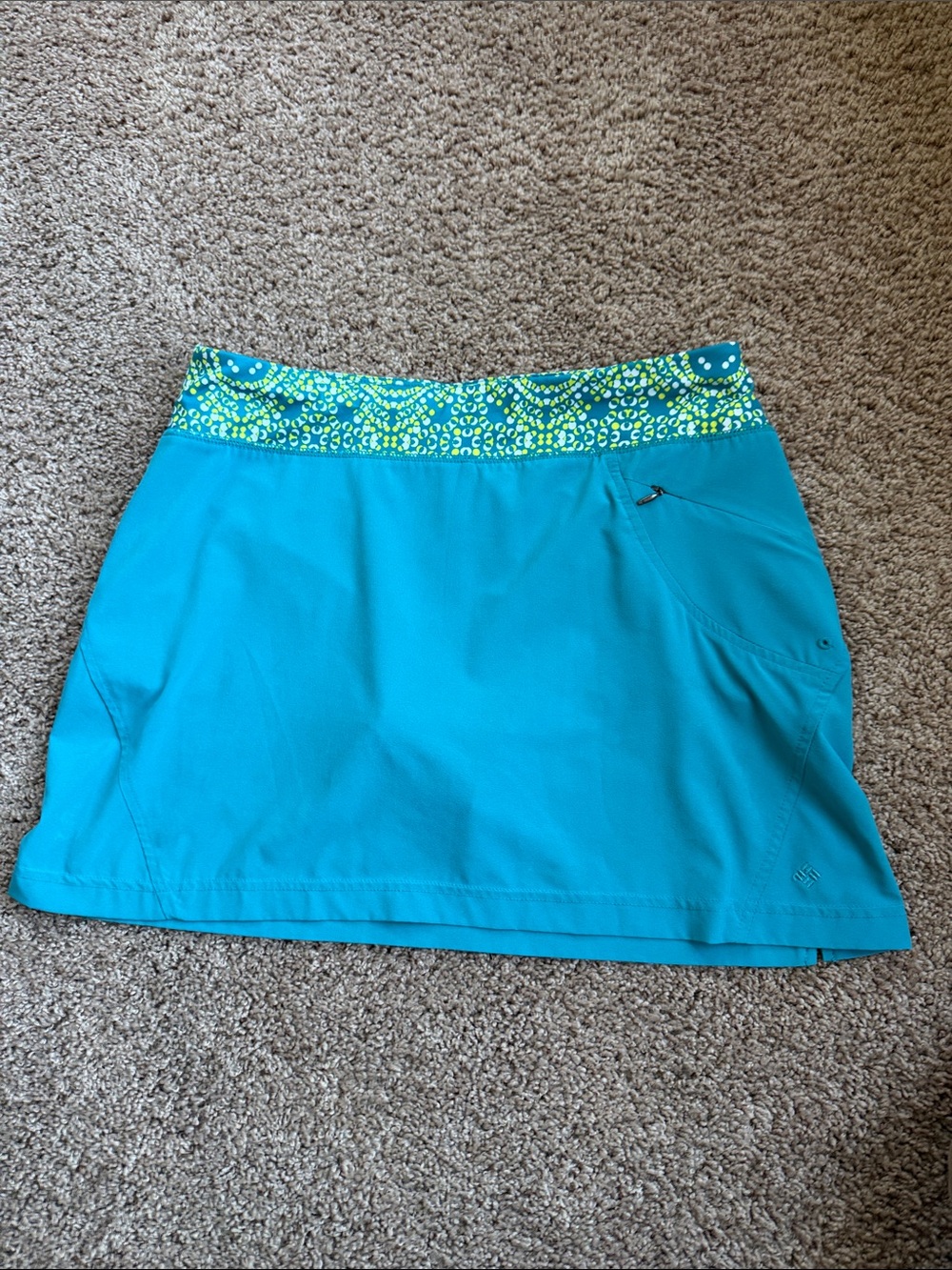 Columbia Teal Active Skort with Green Printed Waistband